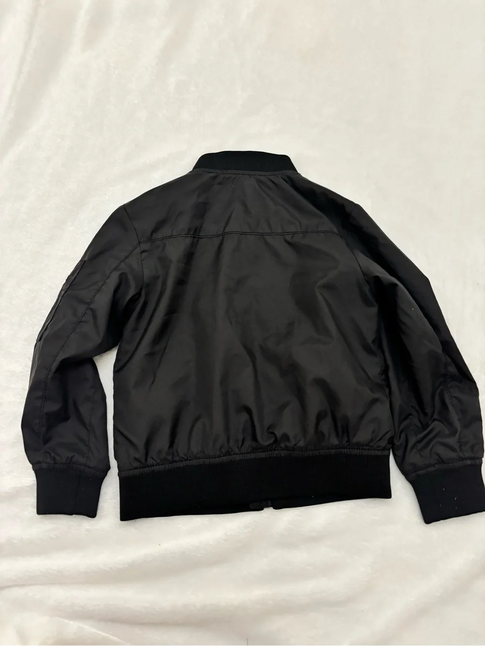 H&M Toddler Boys Size 3/4T Sleek Black Bomber Jacket with Silver Zippers